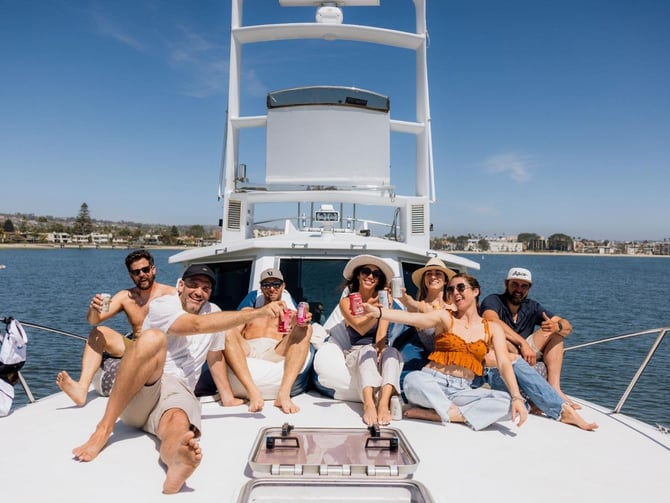 Group on a private boat charter in Mission Bay